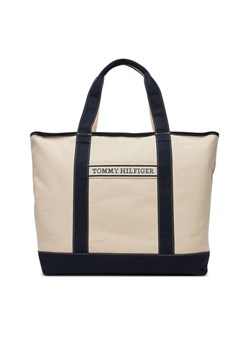 Tommy Hilfiger Torebka Th Summer Canvas Tote AW0AW17421 Beżowy ze sklepu MODIVO w kategorii Torby Shopper bag - zdjęcie 182689264