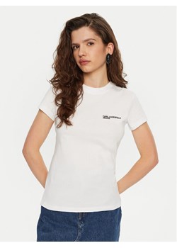 Karl Lagerfeld Jeans T-Shirt A1W17004 Biały Slim Fit ze sklepu MODIVO w kategorii Bluzki damskie - zdjęcie 182689540