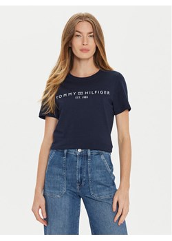 Tommy Hilfiger T-Shirt WW0WW40276 Granatowy Regular Fit ze sklepu MODIVO w kategorii Bluzki damskie - zdjęcie 182689644