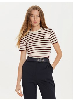Tommy Hilfiger T-Shirt New Cody WW0WW40587 Écru Slim Fit ze sklepu MODIVO w kategorii Bluzki damskie - zdjęcie 182689880