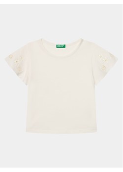 United Colors Of Benetton T-Shirt 3P4ZC10I4 Écru Slim Fit ze sklepu MODIVO w kategorii Bluzki dziewczęce - zdjęcie 182689922