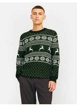 Jack&Jones Sweter Xmas Gabriel 12266118 Zielony Regular Fit ze sklepu MODIVO w kategorii Swetry męskie - zdjęcie 182690144