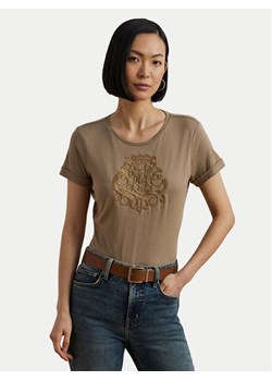 LAUREN RALPH LAUREN T-Shirt 200963905002 Beżowy Relaxed Fit ze sklepu MODIVO w kategorii Bluzki damskie - zdjęcie 182690300