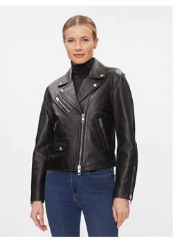 Tommy Hilfiger Kurtka skórzana Perfecto WW0WW39943 Czarny Slim Fit ze sklepu MODIVO w kategorii Kurtki damskie - zdjęcie 182691992