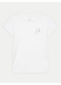 Calvin Klein Jeans T-Shirt Signage IG0IG02624 Biały Slim Fit - id: 0000304054853 - marki Calvin Klein - 182692023 Calvin Klein Jeans T-Shirt Signage IG0IG02624 Biały Slim Fit ze sklepu MODIVO w kategorii Bluzki dziewczęce - zdjęcie 182692023