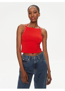 Calvin Klein Jeans Top Logo J20J223110 Czerwony Slim Fit ze sklepu MODIVO w kategorii Bluzki damskie - zdjęcie 182693231