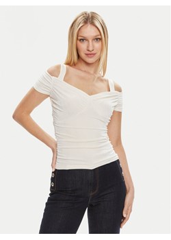 Guess Bluzka Emily W4GP17 KBEM0 Écru Slim Fit ze sklepu MODIVO w kategorii Bluzki damskie - zdjęcie 182694060