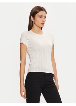 Tommy Jeans T-Shirt DW0DW19493 Écru Slim Fit ze sklepu MODIVO w kategorii Bluzki damskie - zdjęcie 182694493