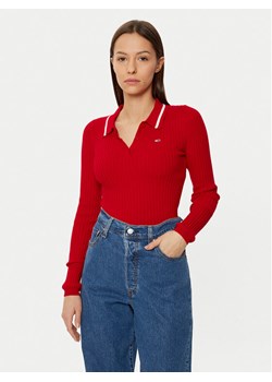 Tommy Jeans Sweter DW0DW19887 Czerwony Slim Fit ze sklepu MODIVO w kategorii Swetry damskie - zdjęcie 182694890