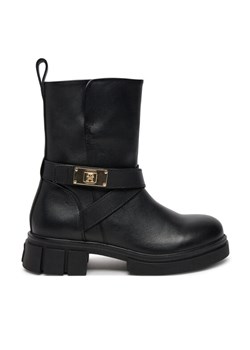 Tommy Hilfiger Botki Biker Leather FW0FW08313 Czarny ze sklepu MODIVO w kategorii Botki - zdjęcie 182694992