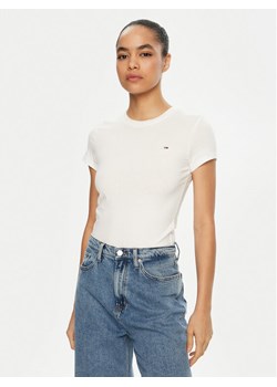 Tommy Jeans T-Shirt DW0DW20459 Biały Slim Fit ze sklepu MODIVO w kategorii Bluzki damskie - zdjęcie 182696023
