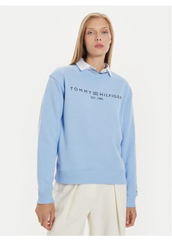 Tommy Hilfiger Bluza Logo WW0WW39791 Błękitny Regular Fit ze sklepu MODIVO w kategorii Bluzy damskie - zdjęcie 182696804