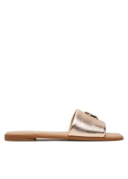 Tommy Hilfiger Klapki Th Logo Hw Metallic Leather Mule FW0FW08807 Złoty ze sklepu MODIVO w kategorii Klapki damskie - zdjęcie 182697893