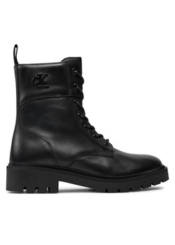 Calvin Klein Jeans Trapery Combat Boot Mid Zip Lth In Calf YW0YW01550 Czarny ze sklepu MODIVO w kategorii Workery damskie - zdjęcie 182698013