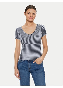 Tommy Jeans T-Shirt Henley DW0DW18429 Granatowy Slim Fit ze sklepu MODIVO w kategorii Bluzki damskie - zdjęcie 182698030