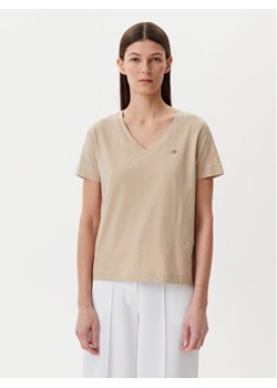 Gant T-Shirt Shield 4200750 Beżowy Regular Fit ze sklepu MODIVO w kategorii Bluzki damskie - zdjęcie 182698281