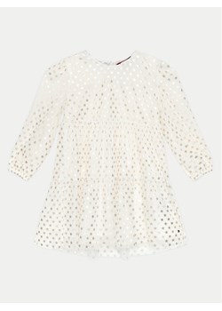 Tommy Hilfiger Sukienka elegancka Foil Star Dress Ls KG0KG08210 M Écru Regular Fit ze sklepu MODIVO w kategorii Sukienki dziewczęce - zdjęcie 182699152