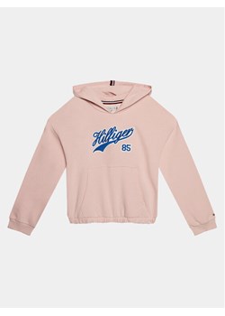 Tommy Hilfiger Bluza Hilfiger Script Hoodie KG0KG07721 Różowy Regular Fit ze sklepu MODIVO w kategorii Bluzy dziewczęce - zdjęcie 182700182