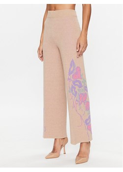 TWINSET Spodnie dzianinowe 232TP3681 Beżowy Wide Leg ze sklepu MODIVO w kategorii Spodnie damskie - zdjęcie 182700530