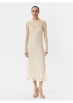 PINKO Sukienka koktajlowa 104709 A2EX Beżowy Regular Fit ze sklepu MODIVO w kategorii Sukienki - zdjęcie 182700580