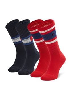 Tommy Hilfiger Zestaw 2 par wysokich skarpet unisex 394020001 Czerwony ze sklepu MODIVO w kategorii Skarpetki damskie - zdjęcie 182701294