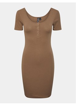 Pieces Sukienka codzienna Kitte 17146324 Brązowy Slim Fit ze sklepu MODIVO w kategorii Sukienki - zdjęcie 182704022