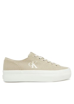 Calvin Klein Jeans Tenisówki Vulc Flatform Low Cv Mg YW0YW01763 Beżowy ze sklepu MODIVO w kategorii Trampki damskie - zdjęcie 182704323