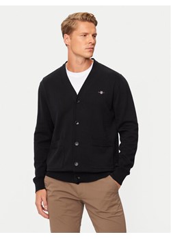 Gant Kardigan 8030556 Czarny Regular Fit ze sklepu MODIVO w kategorii Swetry męskie - zdjęcie 182704392