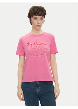 Pepe Jeans T-Shirt Rumer PL506072 Różowy Regular Fit ze sklepu MODIVO w kategorii Bluzki damskie - zdjęcie 182706901
