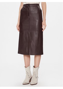 Max Mara Leisure Spódnica skórzana Ethel 2416771027 Bordowy Regular Fit ze sklepu MODIVO w kategorii Spódnice - zdjęcie 182706950