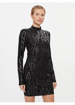 Calvin Klein Jeans Sukienka codzienna Logo Aop Long Sleeve Dress J20J222989 Czarny Slim Fit ze sklepu MODIVO w kategorii Sukienki - zdjęcie 182707702