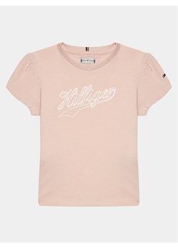 Tommy Hilfiger T-Shirt Hilfiger Script Tee S/S KG0KG07714 Różowy Regular Fit ze sklepu MODIVO w kategorii Bluzki dziewczęce - zdjęcie 182708534