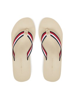 Tommy Hilfiger Japonki Th Corporate Wedge Beach Sandal FW0FW08520 Beżowy ze sklepu MODIVO w kategorii Klapki damskie - zdjęcie 182710512