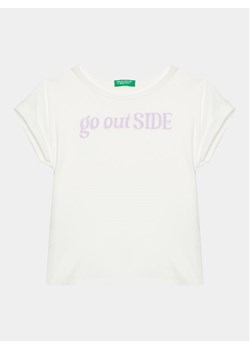 United Colors Of Benetton T-Shirt 3096C10C1 Biały Regular Fit ze sklepu MODIVO w kategorii Bluzki dziewczęce - zdjęcie 182711150