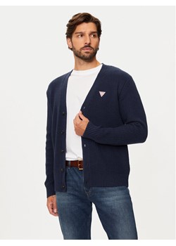 Guess Kardigan M4BR36 Z3HN2 Granatowy Regular Fit ze sklepu MODIVO w kategorii Swetry męskie - zdjęcie 182711262