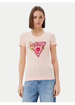 Guess T-Shirt W5GI10 J1314 Różowy Slim Fit ze sklepu MODIVO w kategorii Bluzki damskie - zdjęcie 182711321
