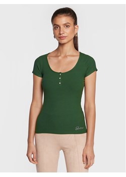Guess Bluzka Karlee Jewel W2YP24 KBCO2 Zielony Slim Fit ze sklepu MODIVO w kategorii Bluzki damskie - zdjęcie 182712484