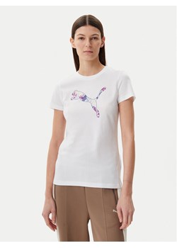 Puma T-Shirt Floral Cat 685081 Biały Regular Fit ze sklepu MODIVO w kategorii Bluzki damskie - zdjęcie 182712591