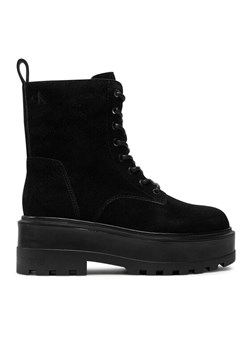 Calvin Klein Jeans Trapery Flatform Zip Laceup Mg S YW0YW01554 Czarny ze sklepu MODIVO w kategorii Workery damskie - zdjęcie 182712991
