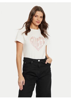 Guess T-Shirt V5RI08 J1314 Écru Slim Fit ze sklepu MODIVO w kategorii Bluzki damskie - zdjęcie 182713554