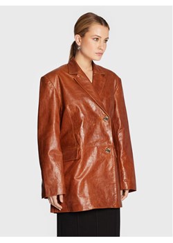 Remain Marynarka Bolette Blazer Leather RM1662 Brązowy Relaxed Fit ze sklepu MODIVO w kategorii Marynarki damskie - zdjęcie 182715252