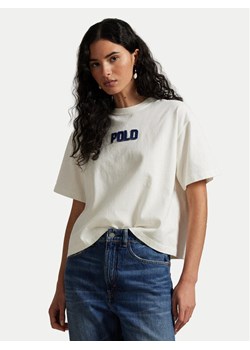 Polo Ralph Lauren T-Shirt 211965119001 Écru Oversize ze sklepu MODIVO w kategorii Bluzki damskie - zdjęcie 182715643