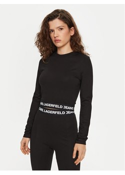 Karl Lagerfeld Jeans Bluzka A1W17042 Czarny Slim Fit ze sklepu MODIVO w kategorii Bluzki damskie - zdjęcie 182716172