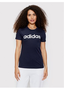 adidas T-Shirt Loungewear Essentials Logo H07833 Granatowy Slim Fit ze sklepu MODIVO w kategorii Bluzki damskie - zdjęcie 182716254