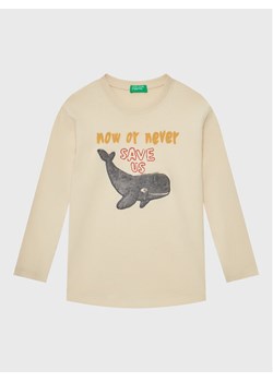 United Colors Of Benetton Bluzka 3YN4G106D Beżowy Regular Fit ze sklepu MODIVO w kategorii T-shirty chłopięce - zdjęcie 182717050