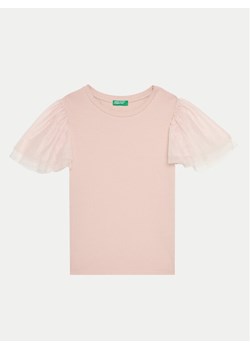 United Colors Of Benetton T-Shirt 3Q8DC10LW Różowy Regular Fit - id: 0000304521607 - marki United Colors Of Benetton - 182717644 United Colors Of Benetton T-Shirt 3Q8DC10LW Różowy Regular Fit ze sklepu MODIVO w kategorii Bluzki dziewczęce - zdjęcie 182717644