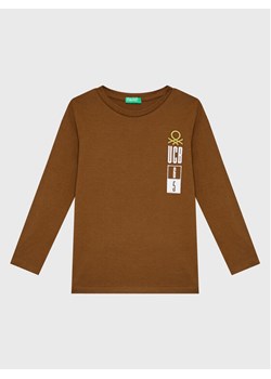 United Colors Of Benetton Bluzka 3ATNC107R Brązowy Regular Fit ze sklepu MODIVO w kategorii T-shirty chłopięce - zdjęcie 182718230