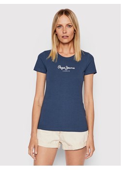 Pepe Jeans T-Shirt New Virgina PL505202 Granatowy Slim Fit ze sklepu MODIVO w kategorii Bluzki damskie - zdjęcie 182719512