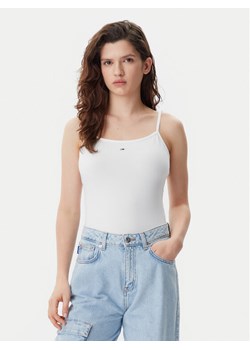 Tommy Jeans Top Essential DW0DW20675 Écru Slim Fit ze sklepu MODIVO w kategorii Bluzki damskie - zdjęcie 182719692