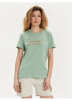 Aeronautica Militare T-Shirt 241TS2233DJ510 Zielony Regular Fit ze sklepu MODIVO w kategorii Bluzki damskie - zdjęcie 182719934